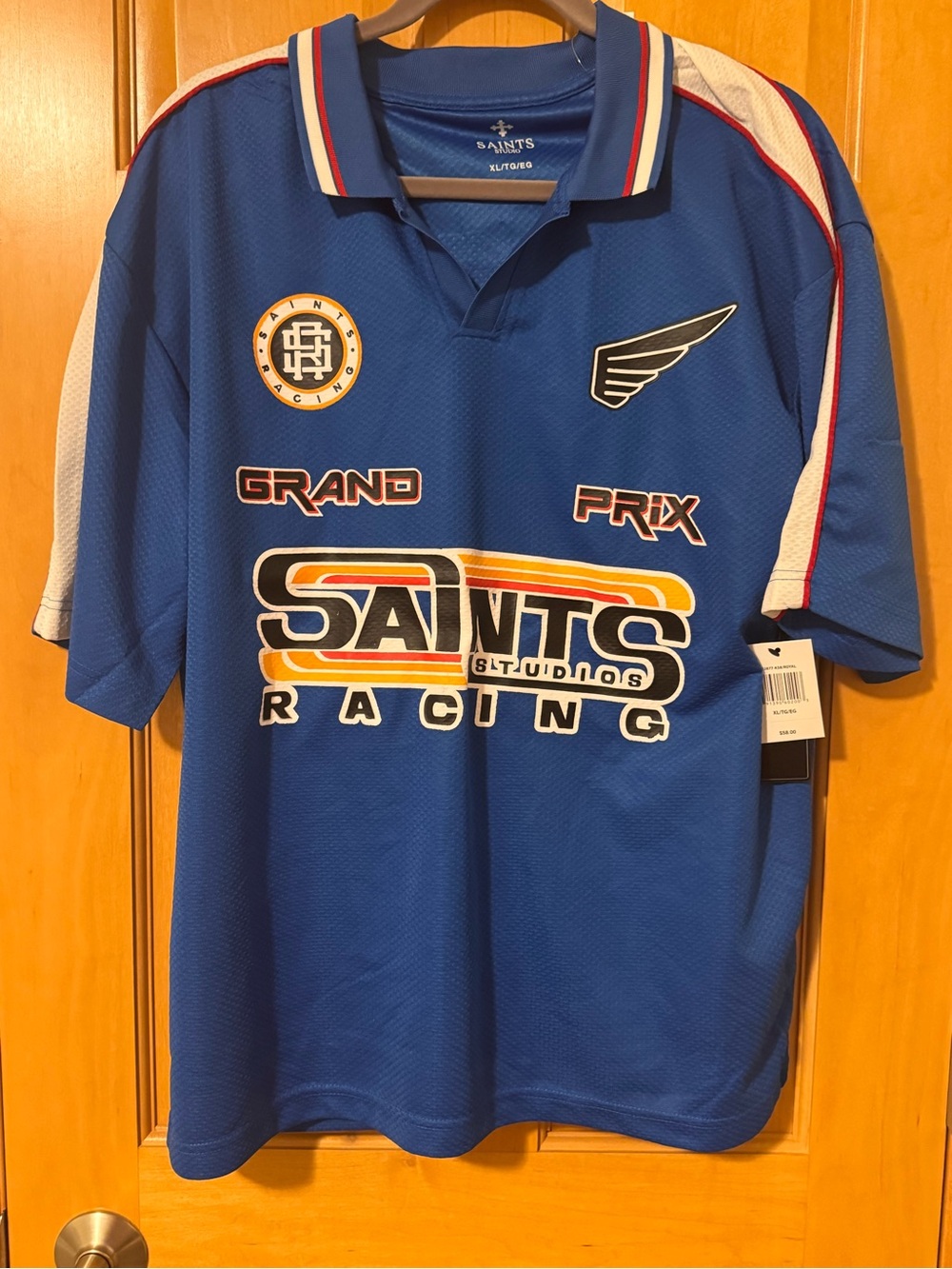 All Saints Blue Grand Prix Racing Jersey with White and Red Accents